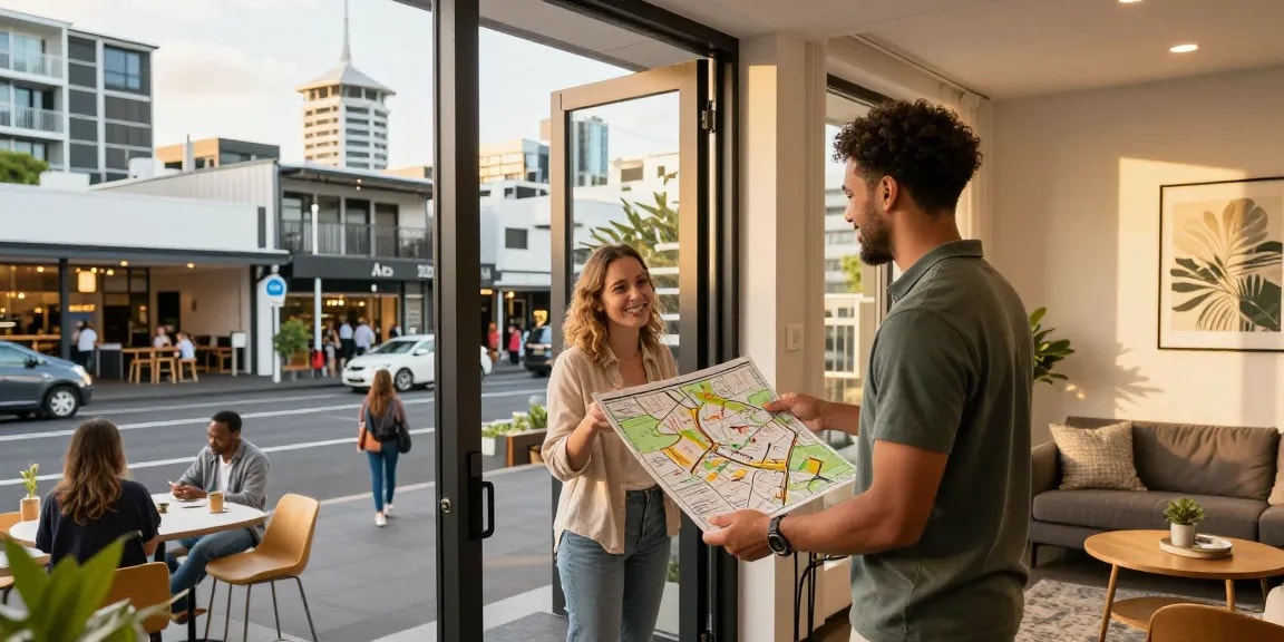 airbnb management auckland welcoming guests to a modern apartment in vibrant cityscape