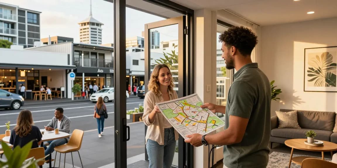 airbnb management auckland welcoming guests to a modern apartment in vibrant cityscape