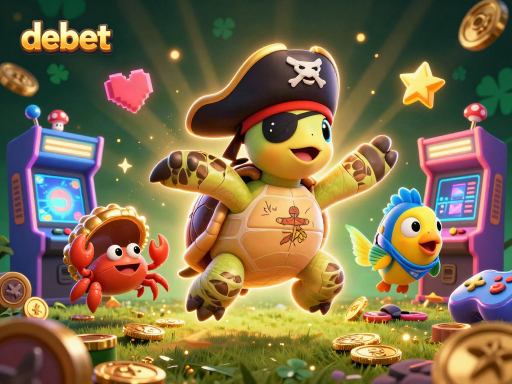 Engage with debet in this immersive 3D casino illustration featuring vibrant gaming elements.
