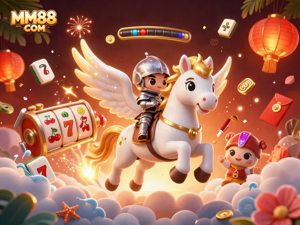 Experience exhilarating gameplay with MM88 COM featuring a magical scene filled with slots and joyous elements.