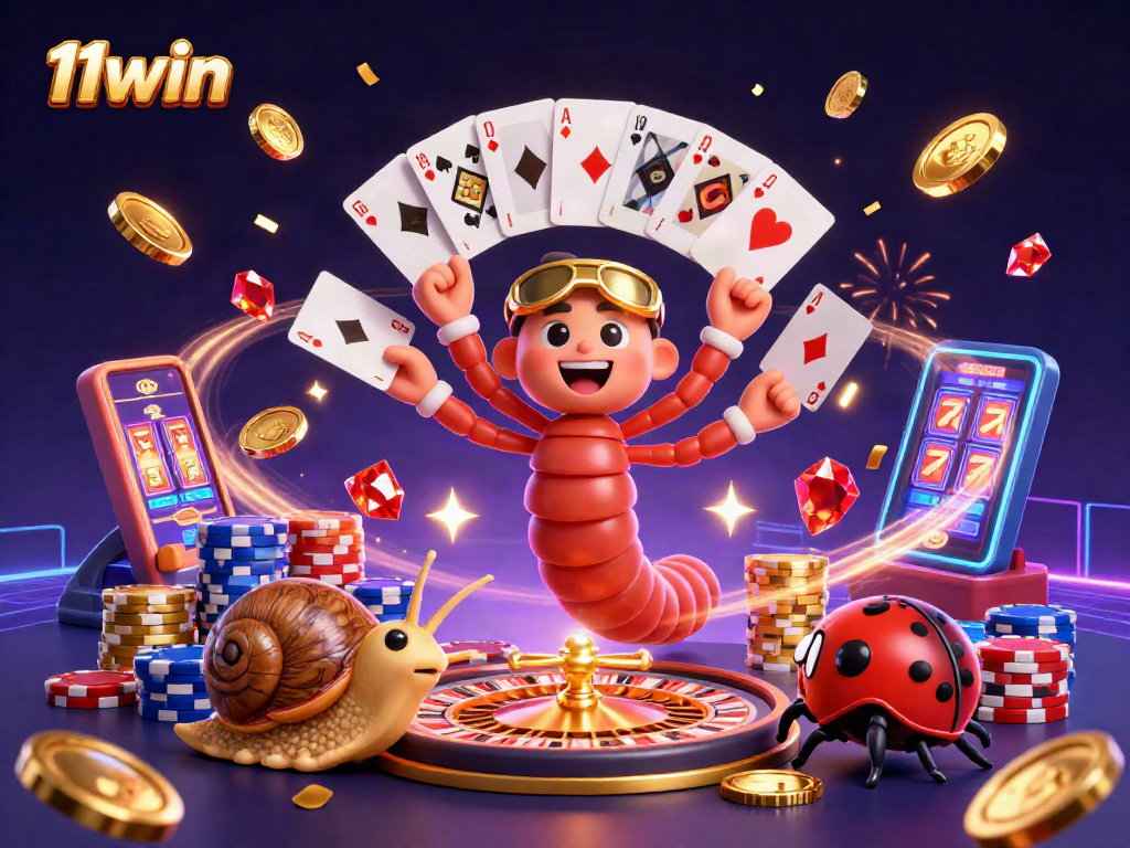 Experience the excitement of 11win with dynamic 3D casino characters and vibrant gaming elements.
