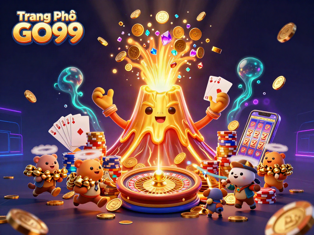 Experience the excitement of Trang Chủ GO99 with golden volcano treasures and thrilling casino elements!