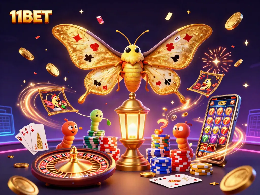 Experience thrilling winnings at 11BET with golden coins and exquisite casino scenes.