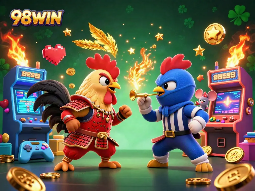 Experience thrilling gameplay with 98WIN, featuring epic rooster battles and engaging arcade elements.