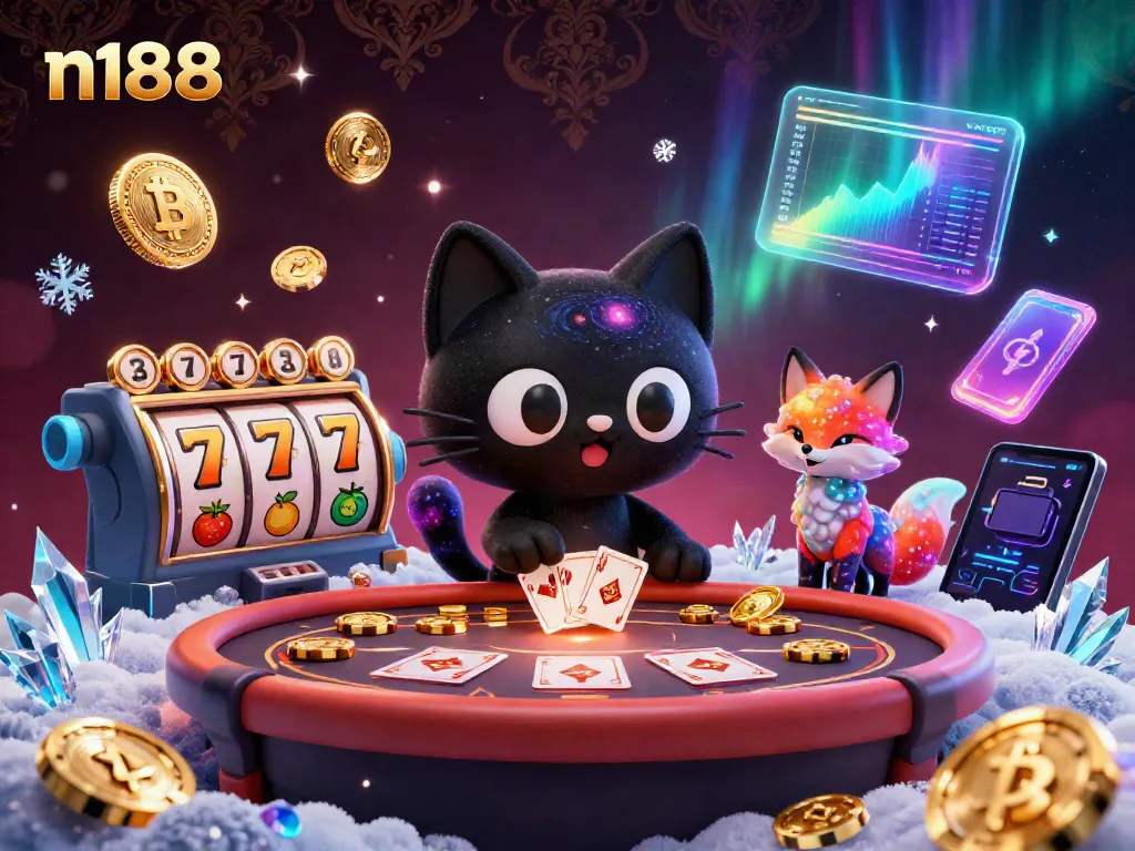 Experience the thrill of n188 with a vibrant cosmic casino scene attracting players.