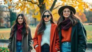 Пані Солоха showcases stylish autumn outfits in a vibrant park, inspiring fashion choices.