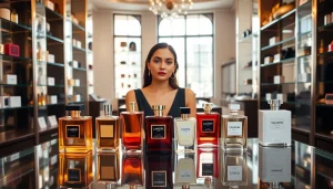 Explore designer perfume dupes displayed beautifully in a modern boutique setting.
