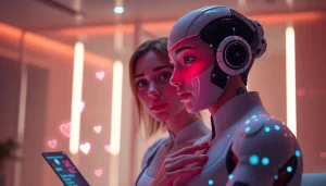 Engaging AI character in a romantic chat setting, highlighting ai sex chat interactions.