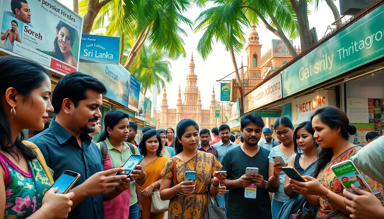 Lanka Ad marketplace scene showcasing vibrant Sri Lankan advertising interactions, highlighting local personal ads, services, and culture.