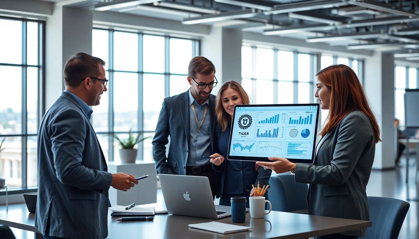 Logo Tiger lisans yenileme process in a modern office setting with professionals collaborating.