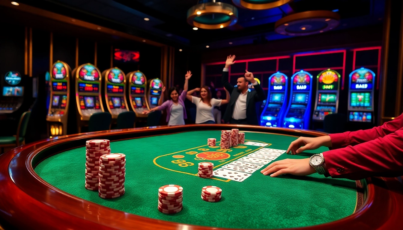 Players celebrate their wins at an elegant ingat bola88 casino poker table, immersed in luxury and excitement.