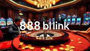 Exciting poker action at a casino table highlighting the 888b link amidst vibrant gaming activity.