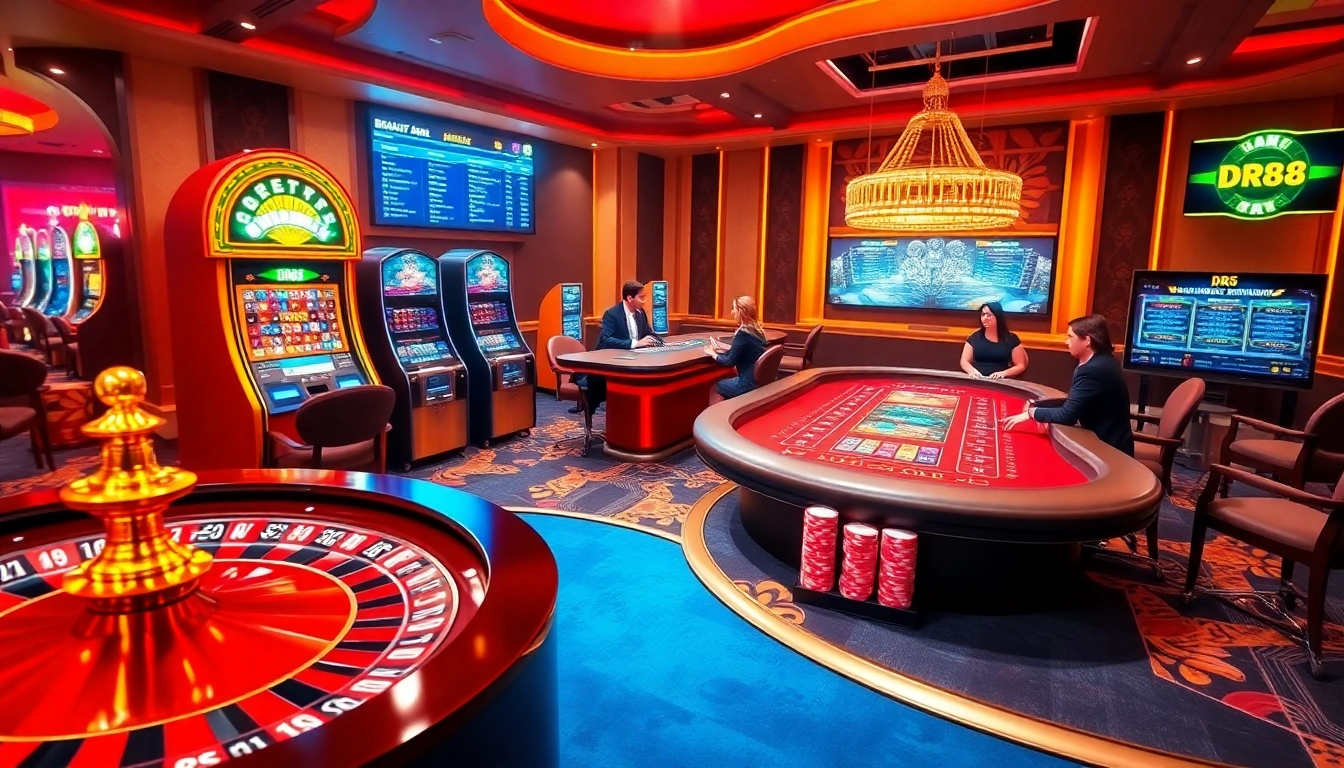 Experience the thrill of online gambling at DR88 with a lively casino scene.