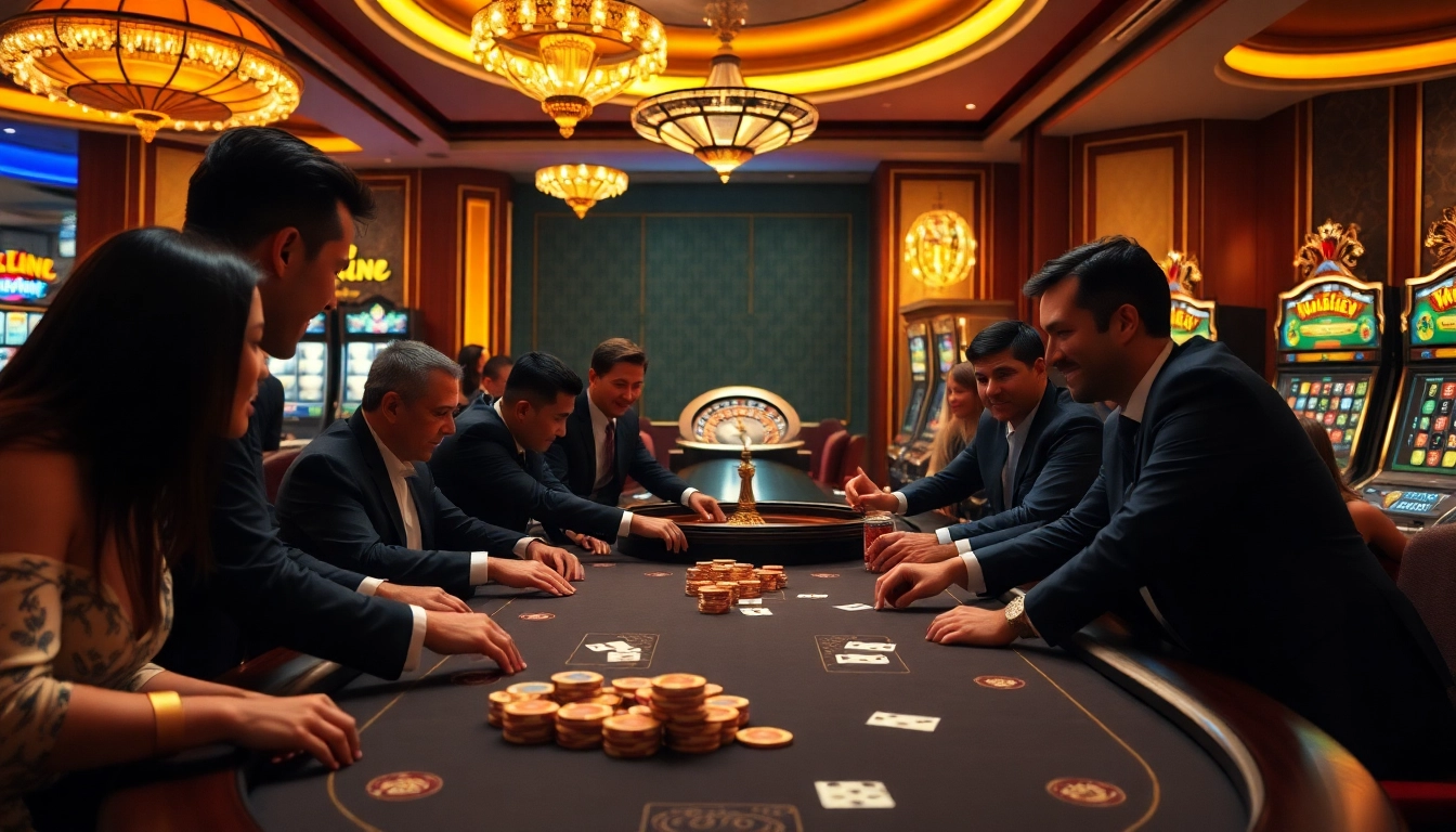 Experience the thrill of casino gaming at nhà cái sky88 with luxurious poker matches and vibrant slot machines.