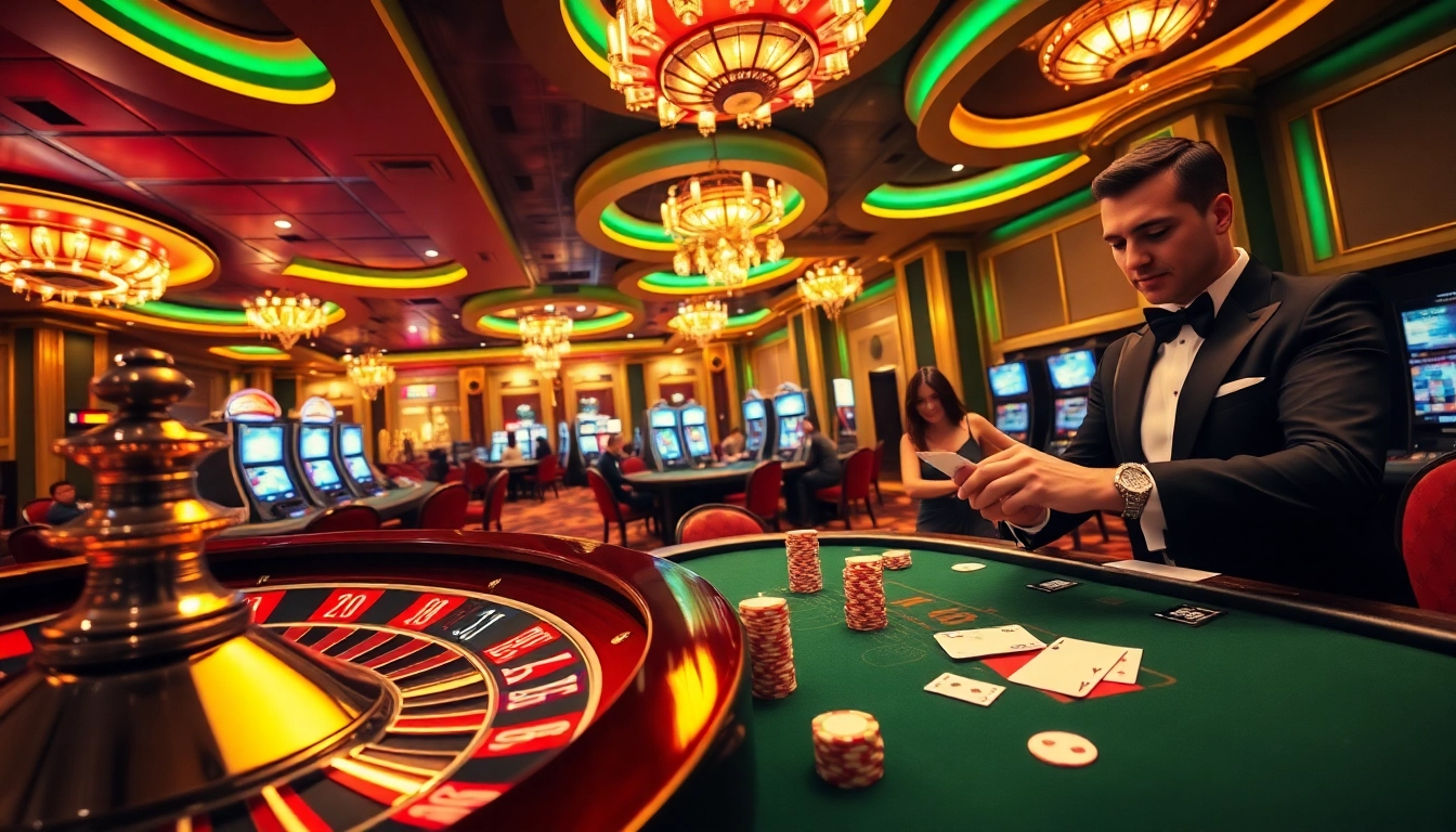 Experience thrilling casino action at https://vnew88.vip/ with vibrant tables, roulette wheels, and engaging players.