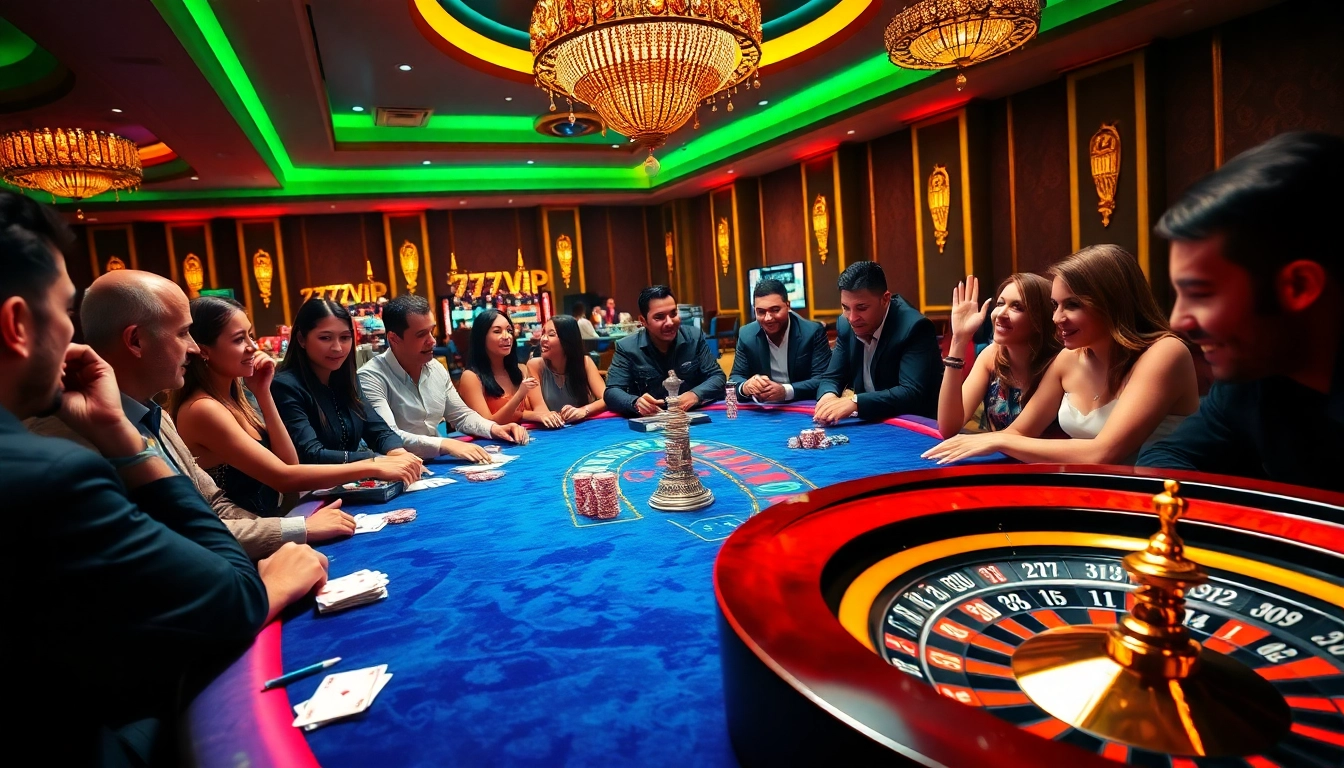 Players celebrating wins at the 777VIP casino table, immersed in high-stakes excitement.