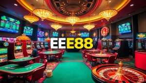 EE88 gaming experience with vibrant casino tables and exciting slot machines.