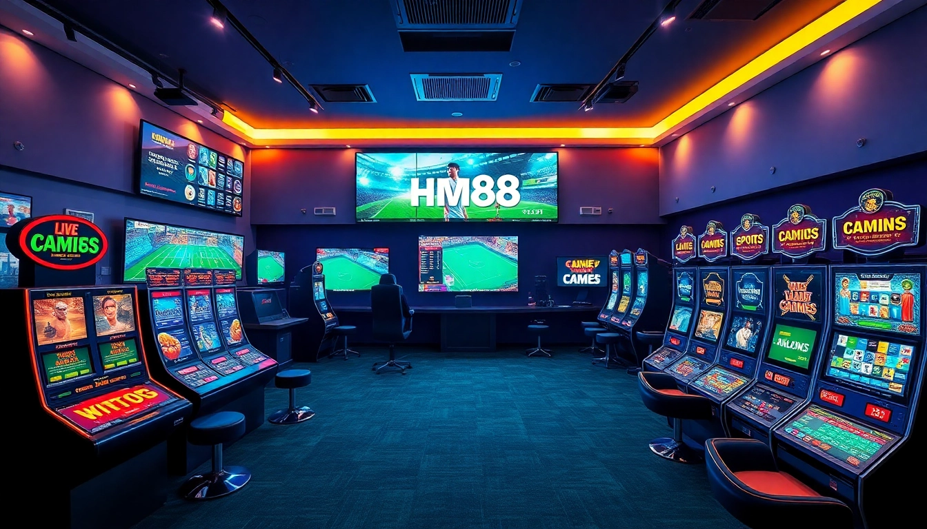 Experience the excitement of online gaming at http://hm88.blue/ with a vibrant interface showcasing live sports betting and casino games.