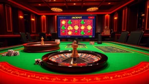 Experience the thrill of winning at https://rr88ez.com/ with a vibrant casino scene full of poker chips, dice, and a roulette wheel.