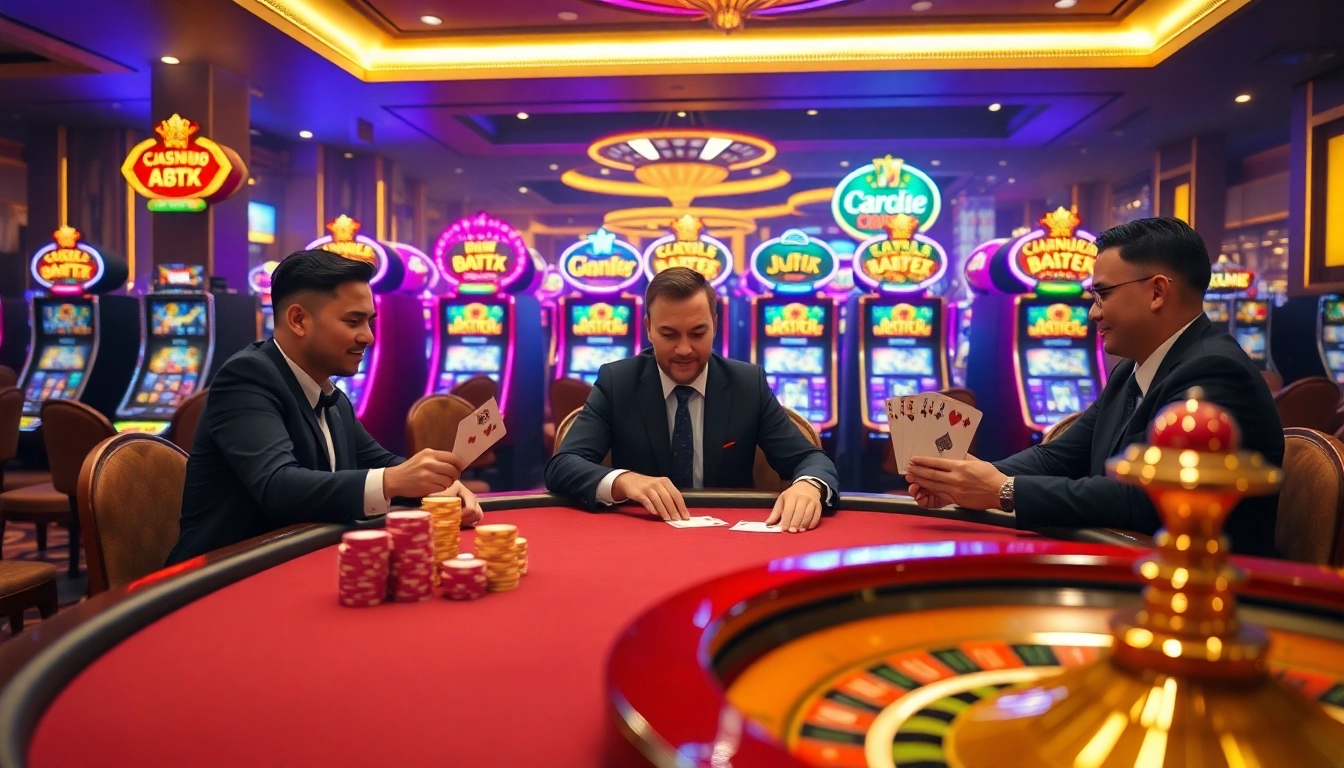 MM88 casino players in a high-stakes poker game showcasing luxury and excitement.