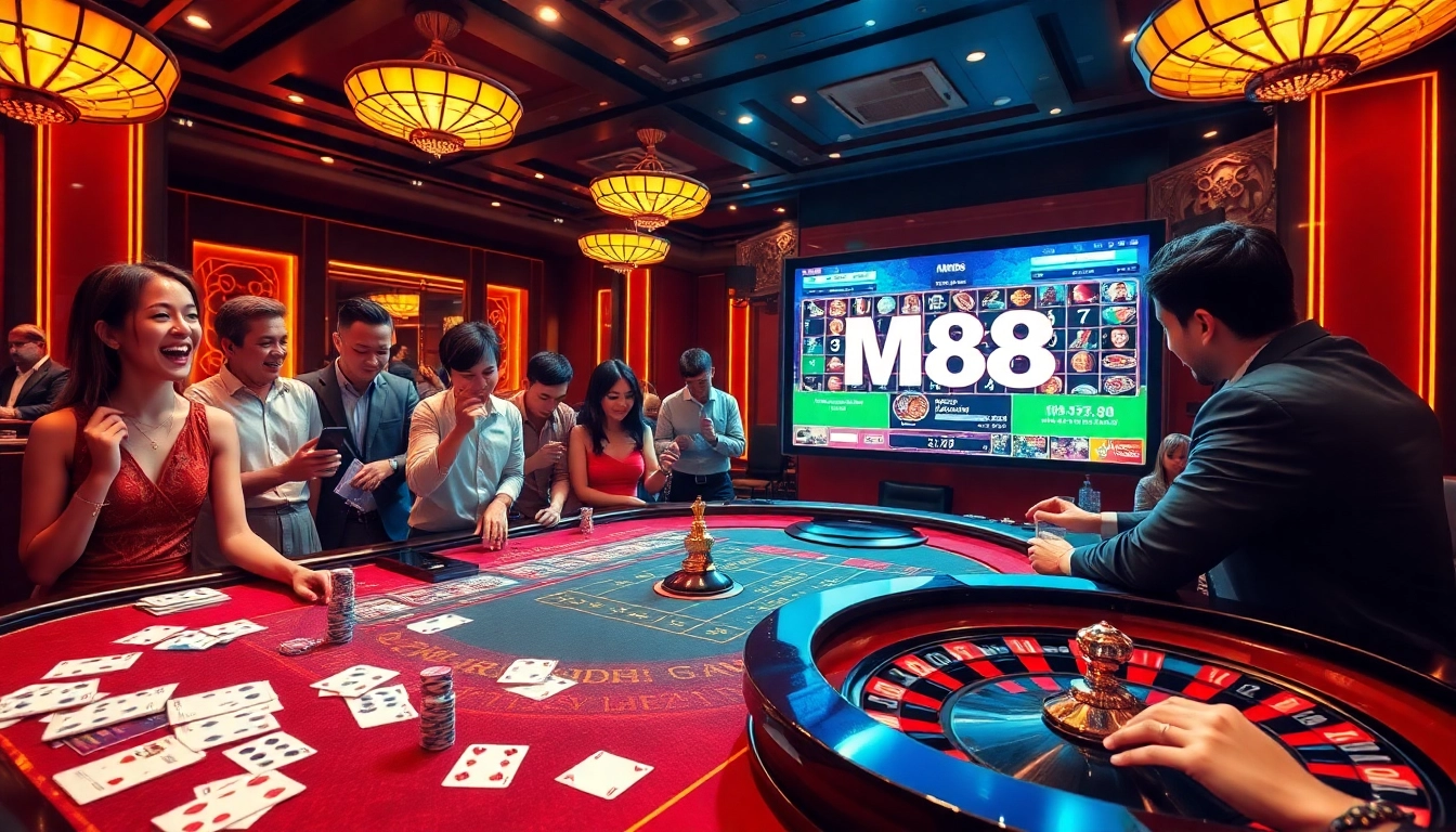 Experience the excitement of MM88 with players engaged in a vibrant casino setting.