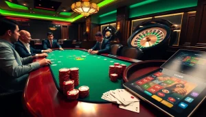 Engage in high-stakes poker at https://gg88.tech/ showcasing vibrant chips and luxury casino ambience.