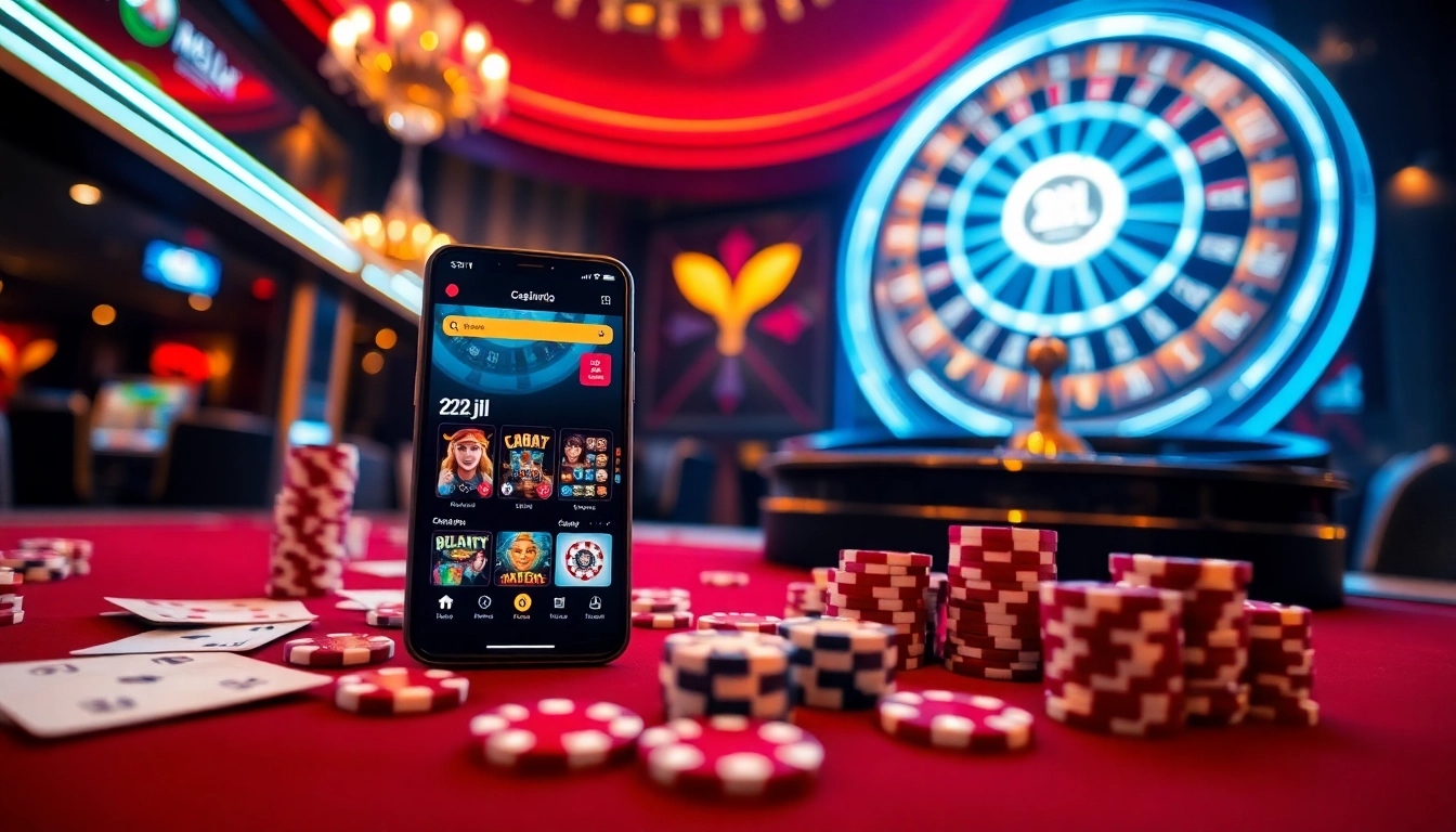 Experience the excitement of the 22jl app with a smartphone displaying thrilling casino games.