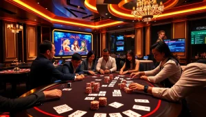 Tập đoàn truyền thông TPJ professional casino scene with poker and roulette