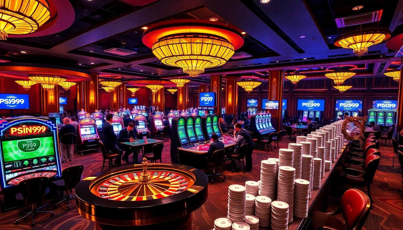 Experience the excitement of trang chủ PS99 with a luxurious casino scene featuring engaging games and vibrant decor.