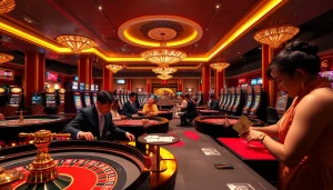 Experience thrilling games at Liên Minh Quốc Tế KJC's dynamic casino atmosphere.