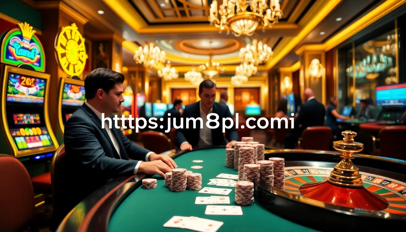 Enjoy thrilling gameplay at https://jun88pl.com/ with professional poker players at a luxury casino table.
