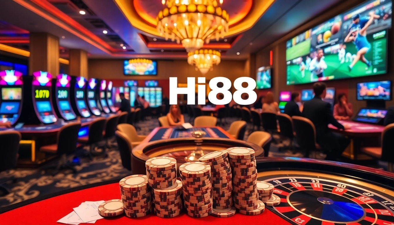 Engage in thrilling gambling activities at Hi88's luxurious casino experience.