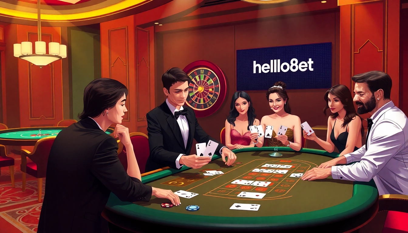 Engage in the excitement of hello88 bet with elegant casino elements and vibrant gambling atmosphere.