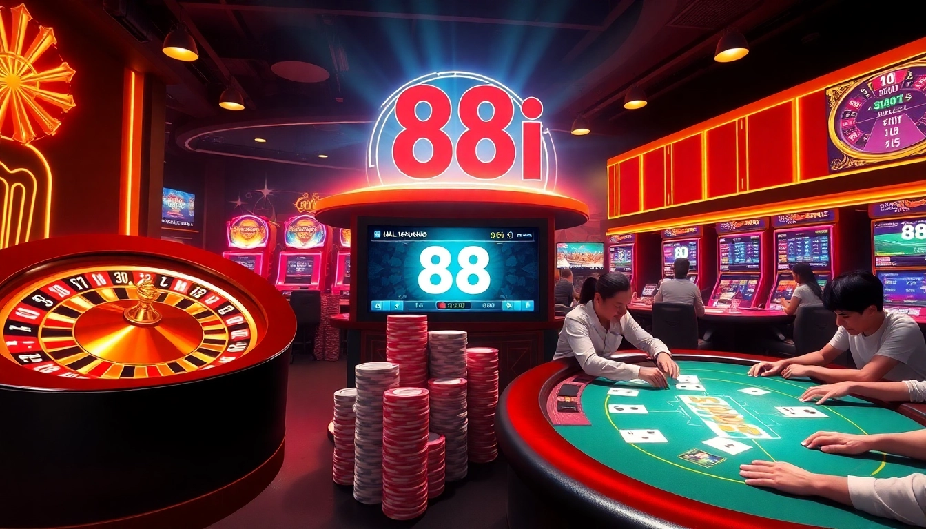 Capture the thrill of online gambling with the dynamic atmosphere of link 88i showcasing exciting casino elements.