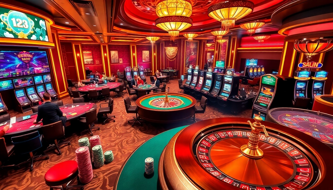 Experience the thrill of 123win with vibrant casino tables and exciting slot machines.
