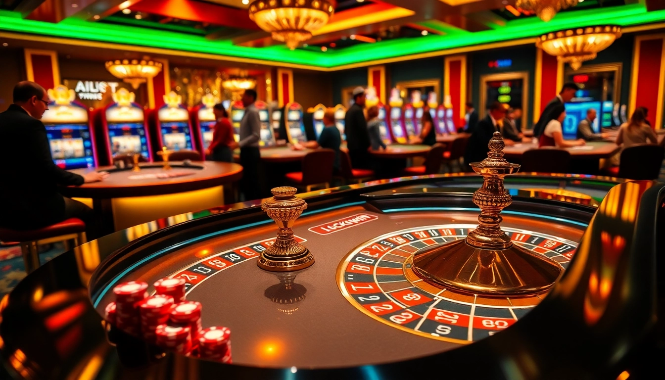 Players experiencing excitement at a luckywin casino table, placing bets on a roulette game.