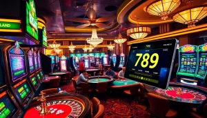 Experience the thrill of gambling at 789f with vibrant casino games and players enjoying their bets.