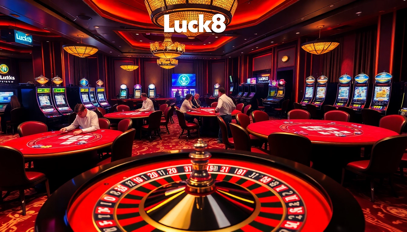 Luck8 players enjoying an exhilarating live dealer experience at a vibrant online casino.