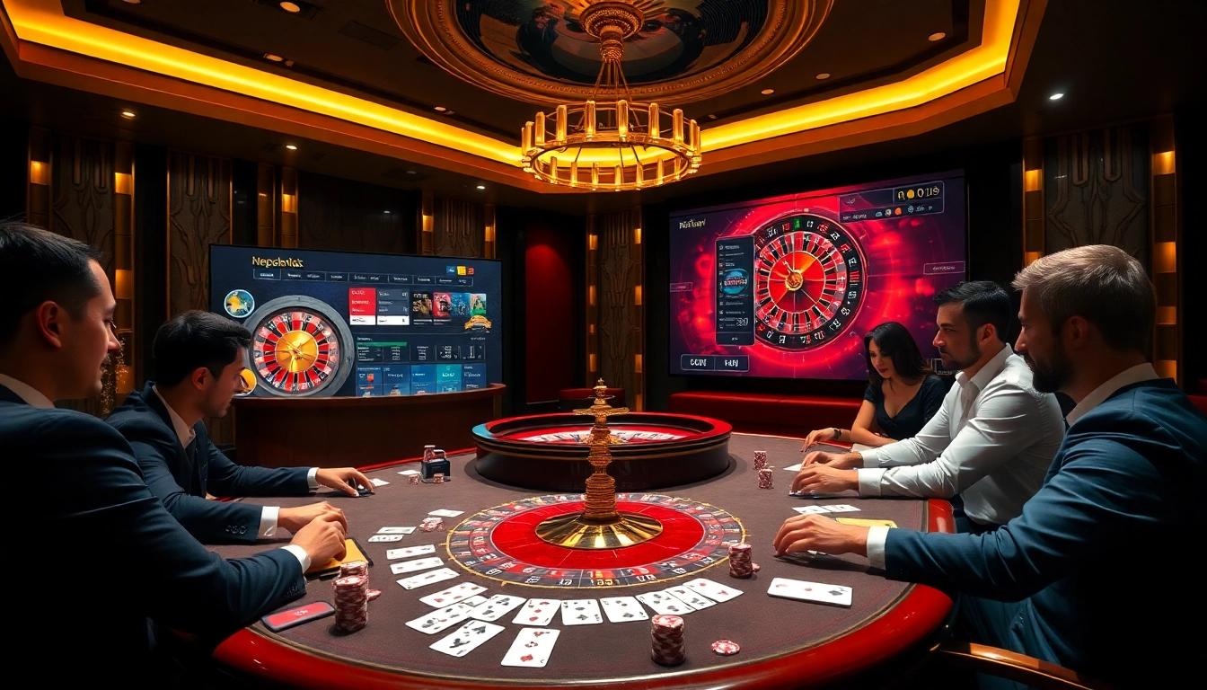 A professional poker game scene featuring players at a table and https://rr88.bar/ displayed on a digital screen.
