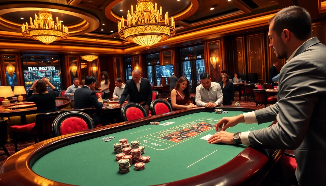 Players reveling in a thrilling poker game at a luxurious casino featuring 88i themed elements.