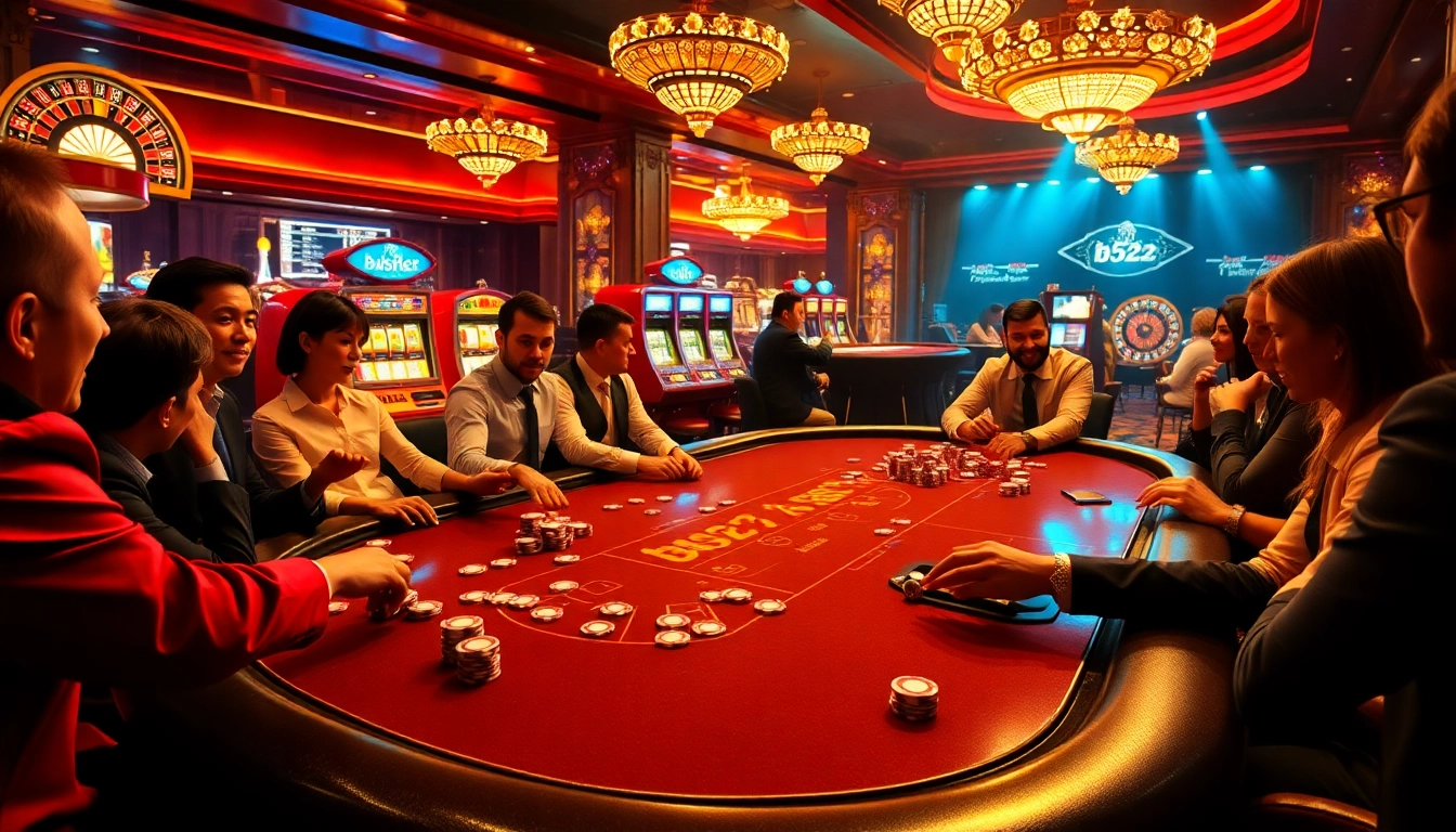 B52-inspired poker game strategy in action with colorful chips and a luxury casino setting.