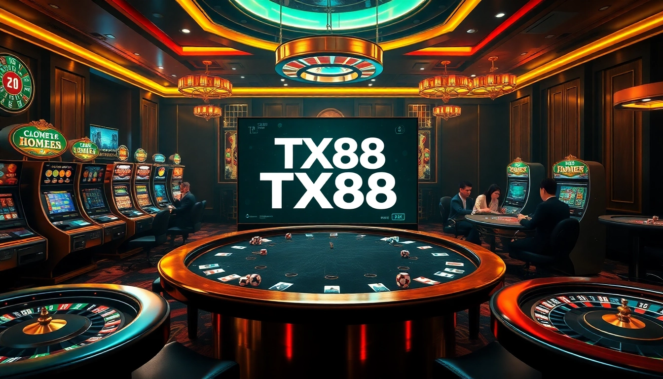Experience the thrill of TX88 with engaging casino games and vibrant gambling elements.