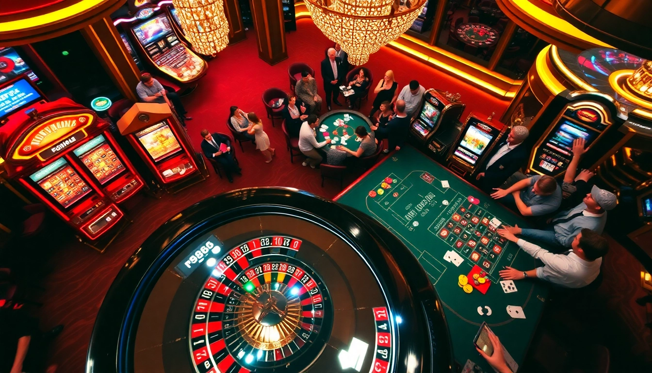 Exciting casino scene at https://rr8888.in.net/ with poker tables and roulette, showcasing vibrant gambling action.