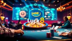 Experience the excitement of professional gambling with Nhà cái uy tín Luck8 at a vibrant poker table.