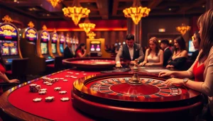 Experience thrilling casino action at https://789club.quest/ with poker chips, roulette wheel, and slot machines in a luxurious setting.