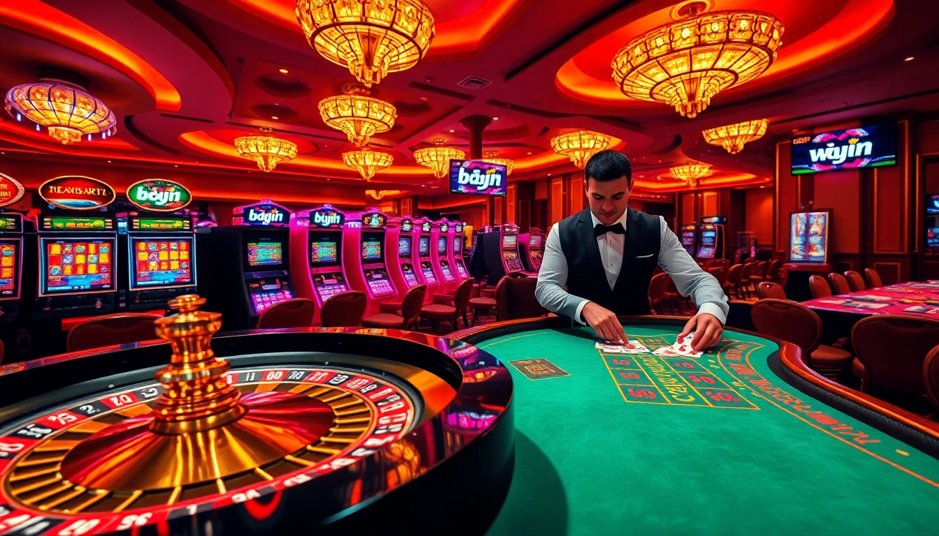 Experience the thrill of winning at bdjl win in a luxurious casino scene filled with vibrant gaming action.