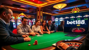 Engaging gamblers enjoying high-stakes play at a poker table showcasing bet168.