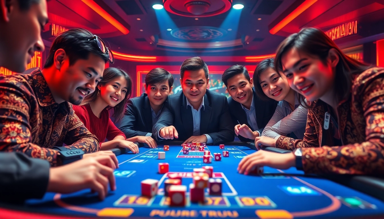 Exciting gaming atmosphere showcasing tài xỉu md5 with players engaged in thrilling bets.